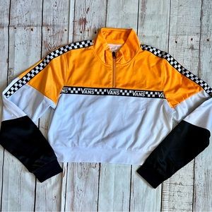 Juniors Van’s Yellow & Black long-sleeve crop top windbreaker jacket size medium